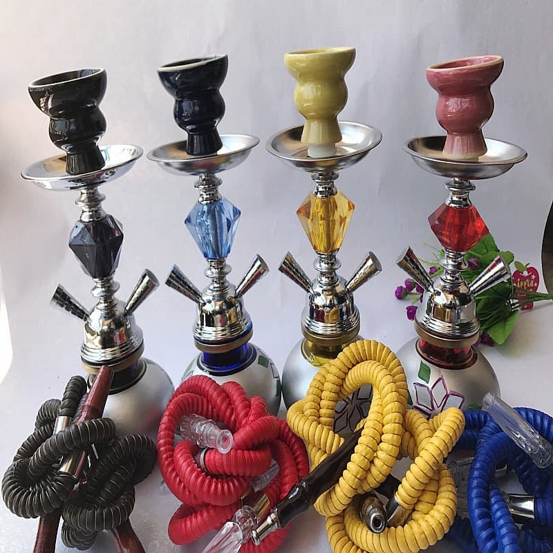 Small Hookah Set Complete, Arabic Water Pipe for Home Use, Single/Double Glass Hookah, Fruit Flavored Large Hookah