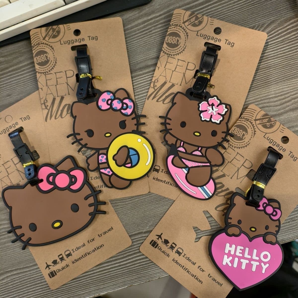 Cartoon cute black leather KT kitten luggage tag suitcase luggage tag suitcase pendant boarding check-in tag