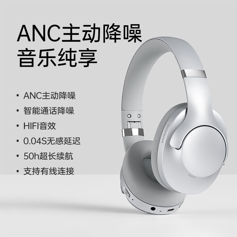 2025 New Over-Ear Wireless Bluetooth Headphones Long Battery Life Full Enclosure Active Noise Canceling Huaqiangbei Bluetooth Headset