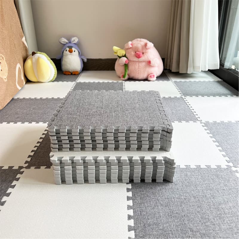Linen splicing carpet, children's crawling floor mat, tatami, stain-resistant and easy to care for bedroom full foam floor mat