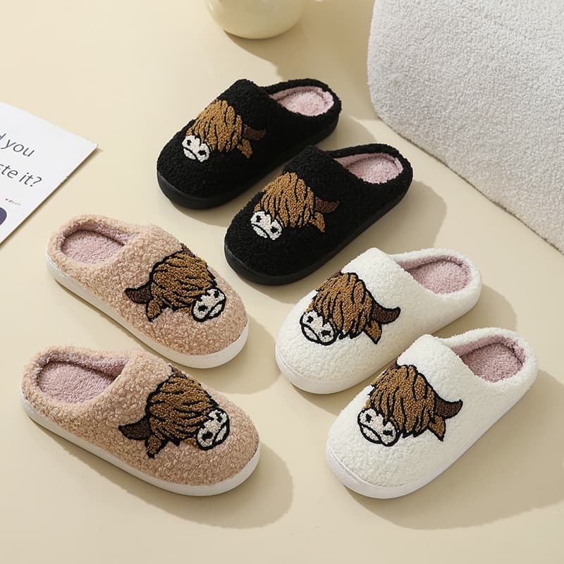 New style comfortable home cute cartoon cow and horse winter cotton slippers for men and women couples thick-soled warm cotton slippers wholesale