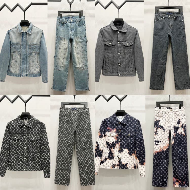 High Version Donkey Brand 2025 Autumn New Full Letter Logo Jacquard Embossed Denim Jacket Set with Pants