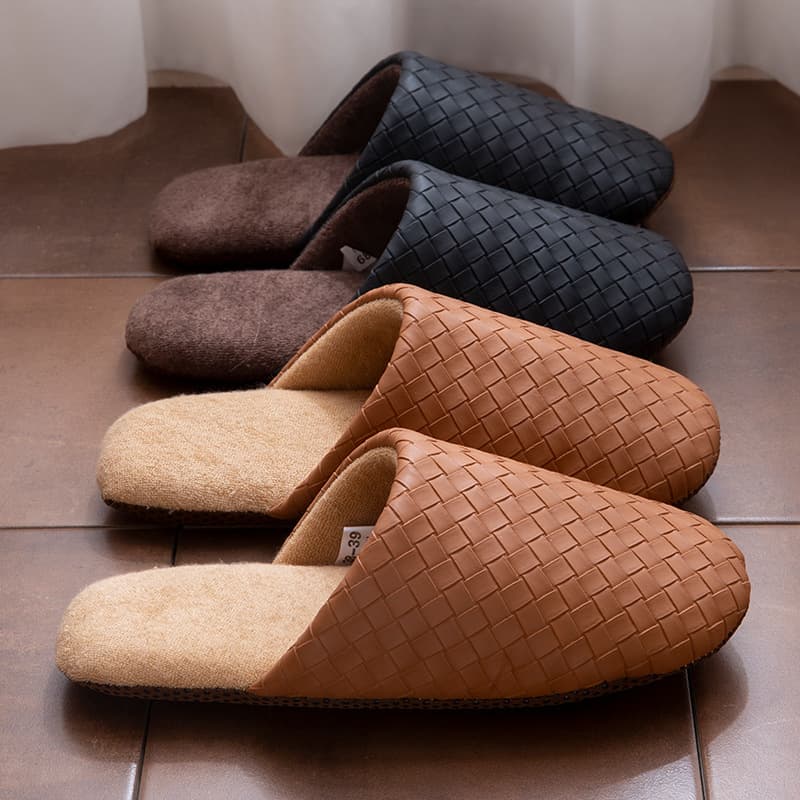 PU Cotton Slippers Men Autumn Winter New Home Use Indoor Anti-Slip Plush Warm Guest Women Spring Summer Maternity Shoes