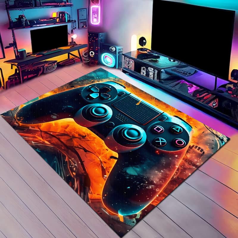 Amazon American Game Console Carpet, Gaming Room Decorative Rug, Sofa Coffee Table Mat, Stain-Resistant, Easy to Clean, Bedside Rug