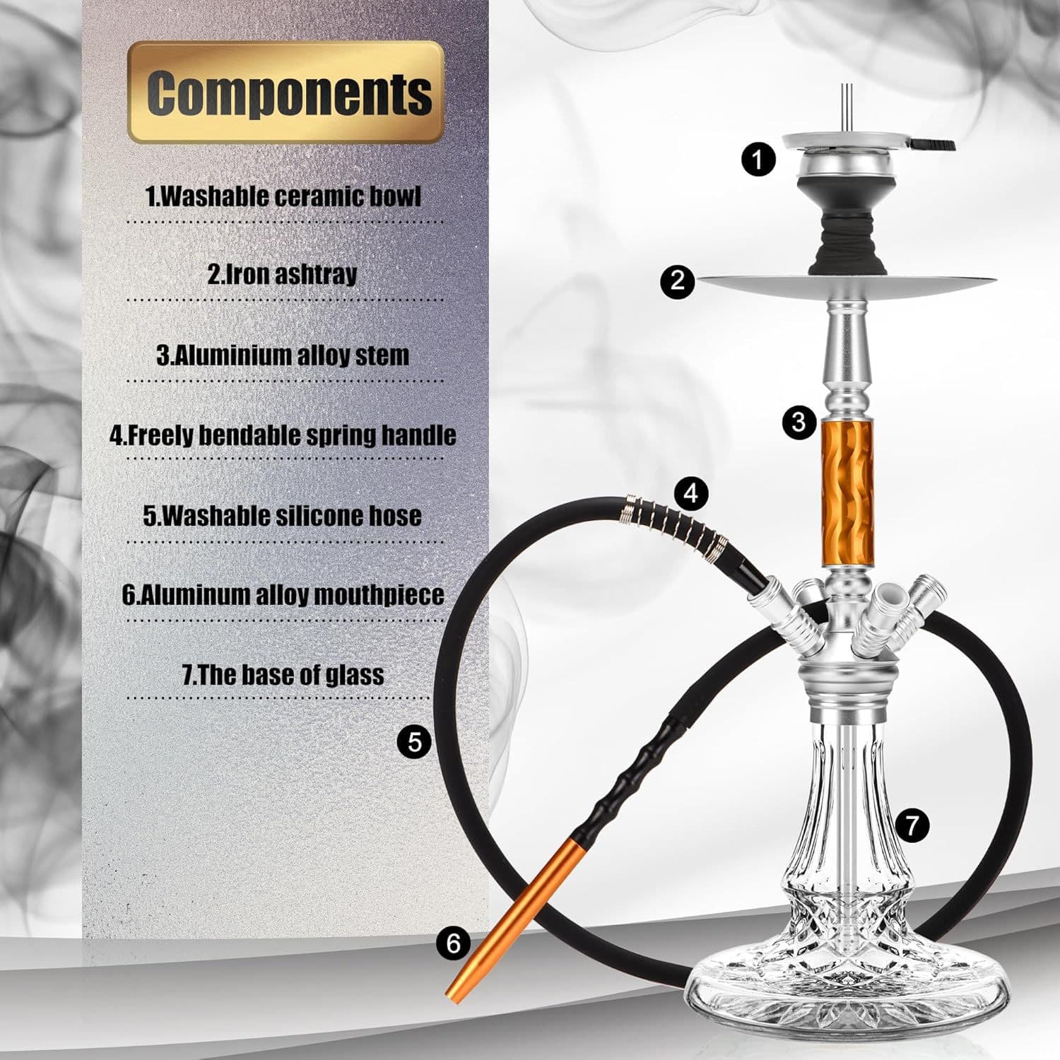 Amazon supply factory spot hookah aluminum alloy hookah set Arabic hookah wholesale
