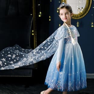 Clearance Sale Spring and Autumn Long-Sleeved Girls Princess Dress Frozen Elsa Princess Dress Stylish for Little Girls