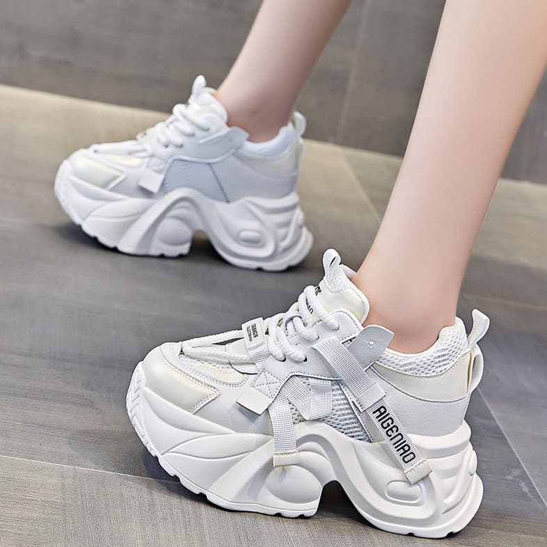 Women's Dad Sneakers That Make Feet Look Smaller, 2026 Summer New Model, Versatile Thick-Soled White Sneakers, Sports Casual Shoes