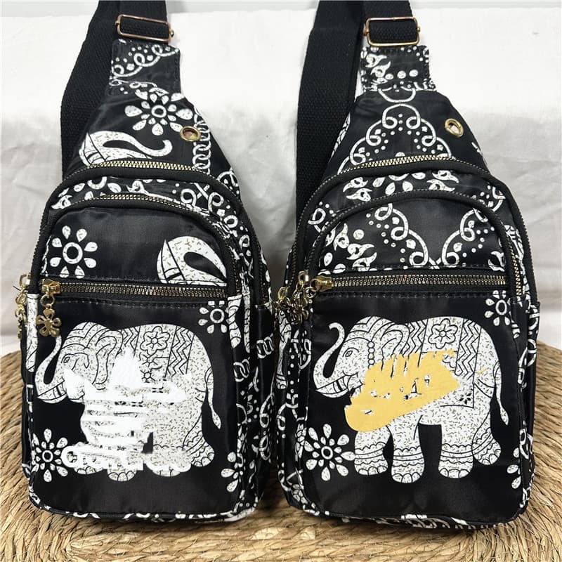 Chest Bag Crossbody Shoulder Bag Korean Style Casual Elephant Backpack Auspicious Elephant Pattern Ethnic Bag