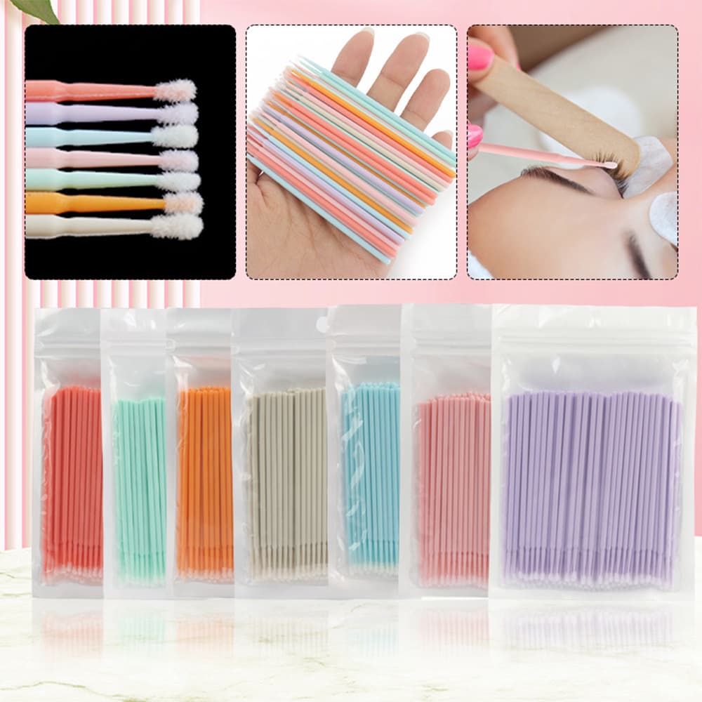 Wholesale New Macaron Color Removal Cotton Swabs for Eyelash Extension Cleaning, Multifunctional Nano Micro Applicator