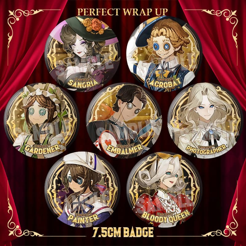 Identity V Game Perfect Wrap Series Photographer, Bloody Queen, Novelist, Painter 75mm Large Badge Pin