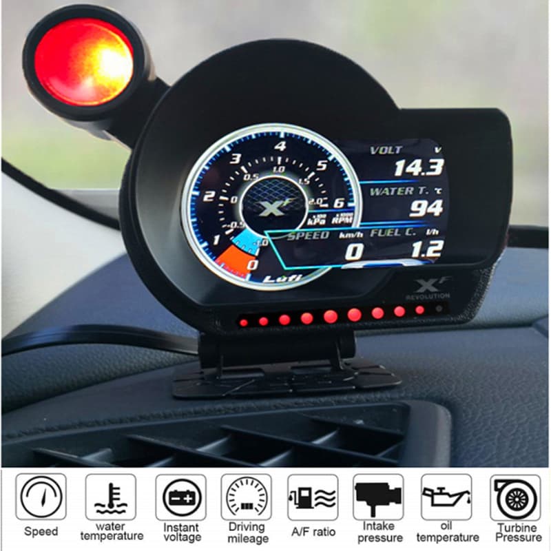 LUFI XF OBD2 Car Digital Turbo Oil Pressure Oil Temperature RPM Voltage Vacuum Gauge Racing Instrument