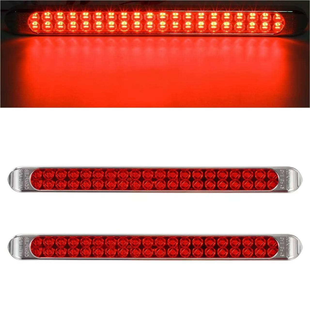 17 Inch 40 LED Truck Lights Chrome Trailer Truck RV Stop Tail Turn LED Marker Identification Light Bar
