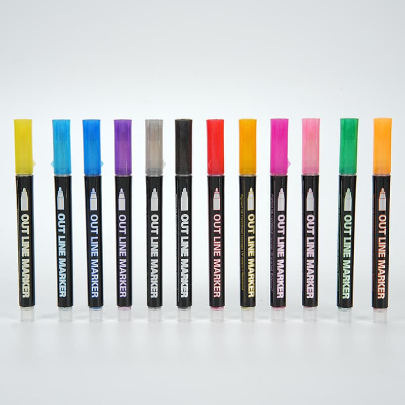 Cross-Border Wholesale Double-Line Outline Pens, 12 Colors Silver Double-Line Pens, Hand-Drawn Christmas Card Marking Pens, Colored Pens
