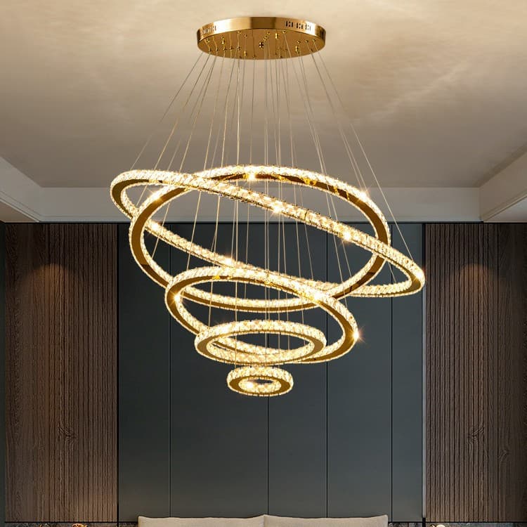 Ring Crystal Chandelier Living Room Lamp Personalized Creative Post-Modern Light Luxury Dining Room Bedroom Lamp Crystal Ceiling Lamp