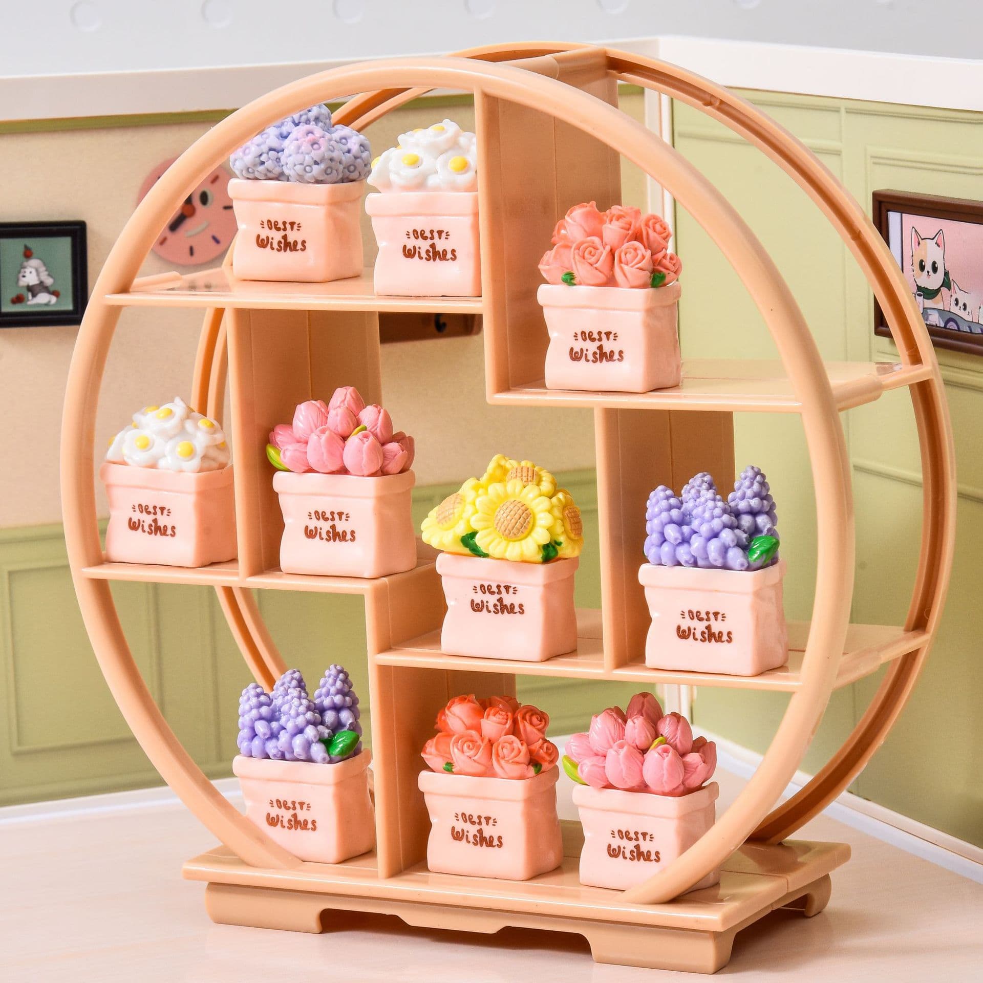 Simulated Rose Tulip Flower Bag Desktop Small Ornaments Baby House Daisy DIY Cream Glue Resin Accessories