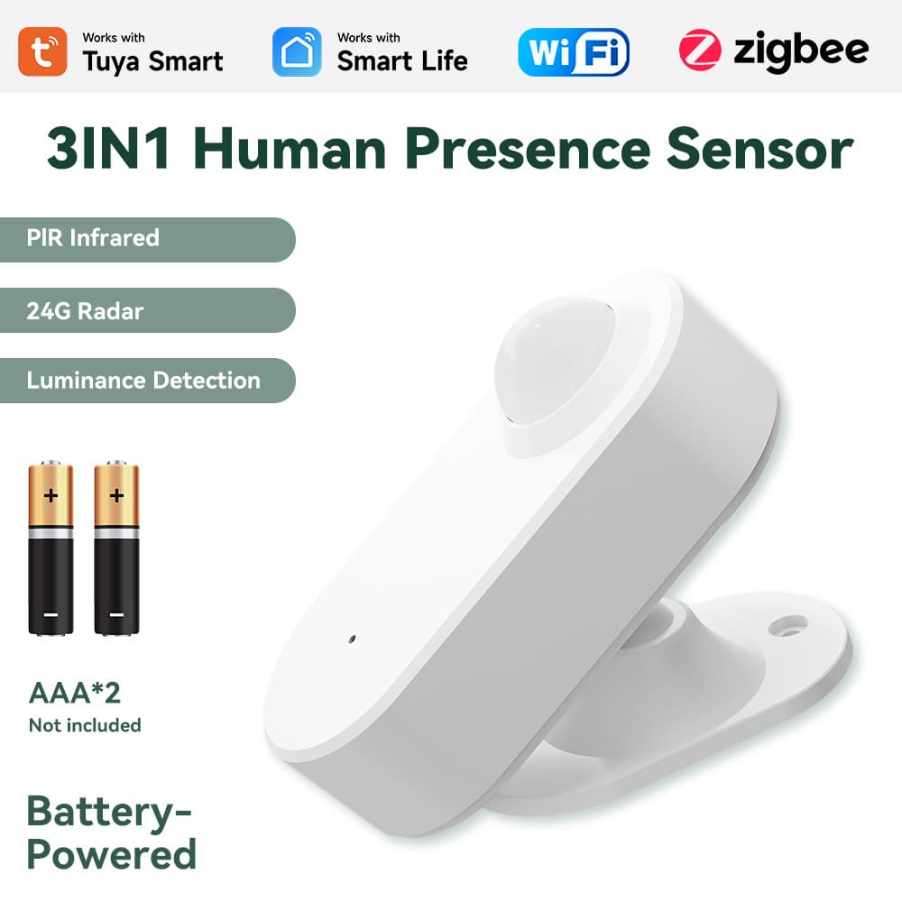 ZY-M100 Tuya Zigbee 24G Low Power Battery Powered Human Presence + Light Sensor
