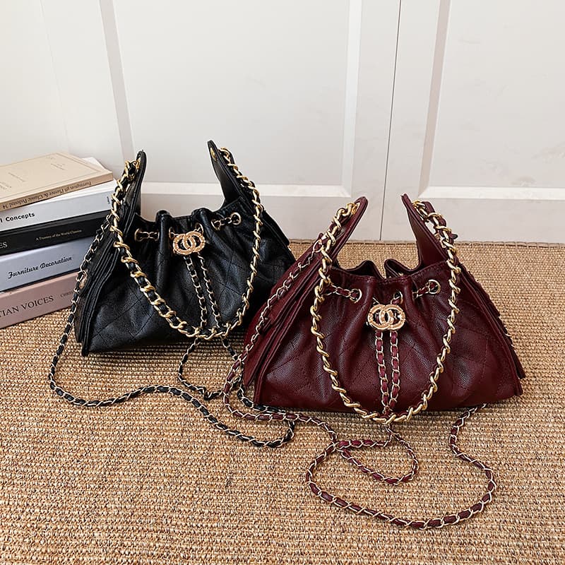 Women's Handbags, Small Chanel-Style Luxury Hot-Selling Shoulder Bags, Underarm Bucket Bags, Caviar Leather Large-Capacity Crossbody Chain Bags
