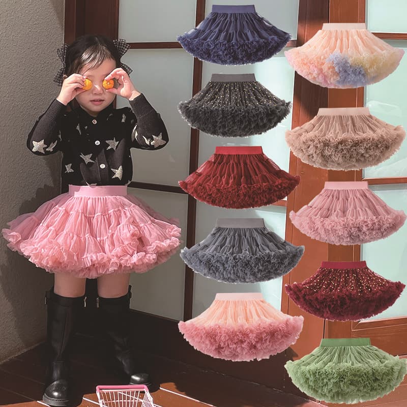 Tutu Skirt Matching Top Girls' Autumn and Winter Sweater Knitted Coat Cardigan Leaf Black Pettiskirt Suit