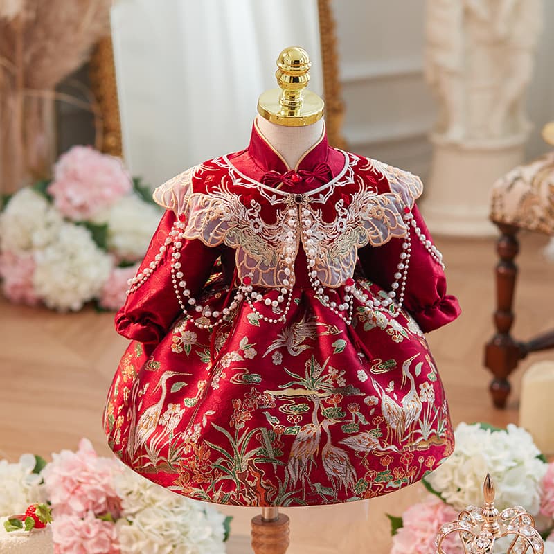 2026 Summer Baby Girl Celebration Dress Tang Suit Princess Gown Chinese Style for 100-Day Banquet and First Birthday