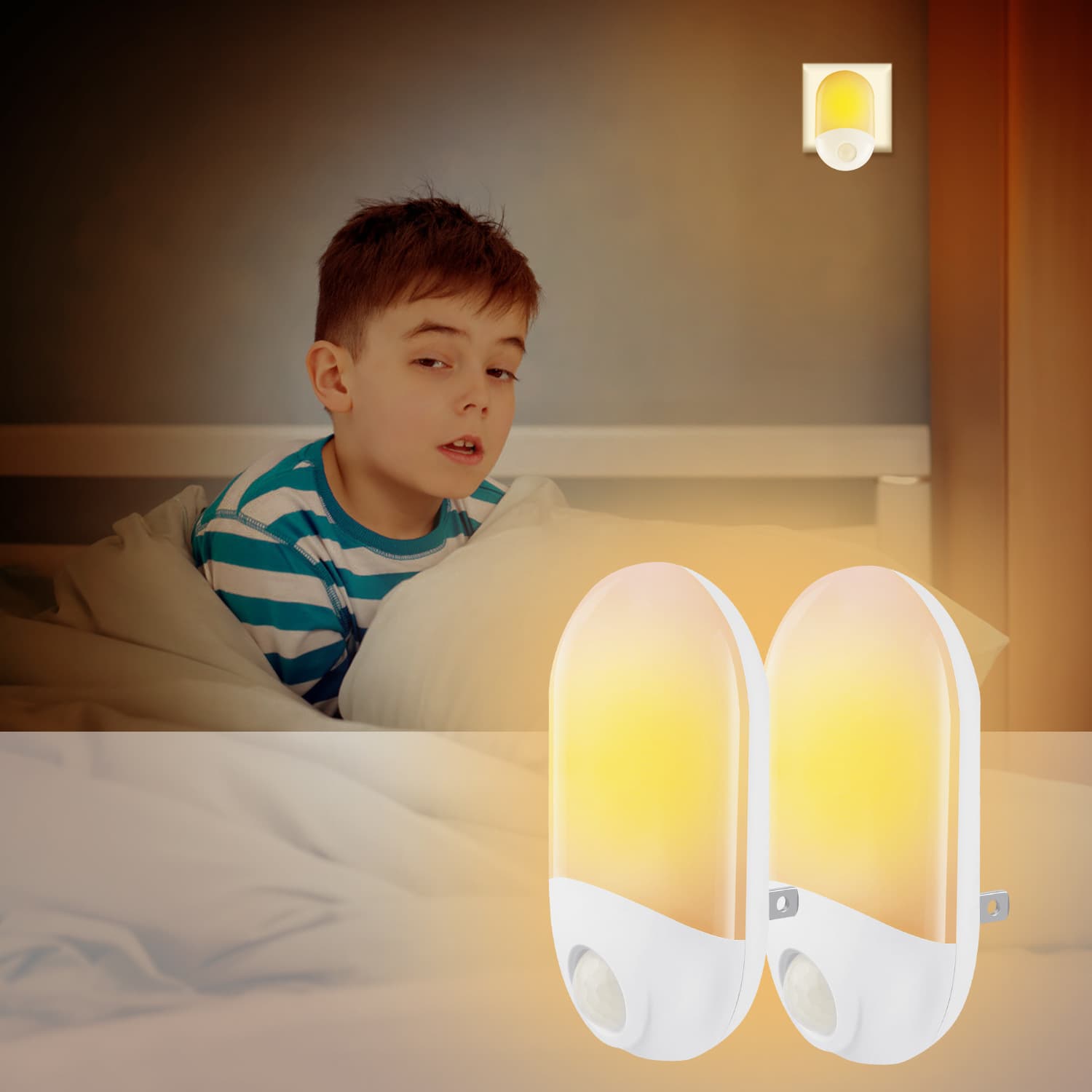 Plug-in Energy-Saving Night Light with Human Body Infrared Sensor for Corridors, Smart Sensor Light, Home Gift Customization