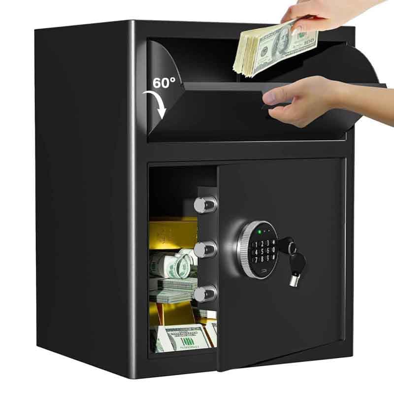Top Coin-Operated Electronic Password Safe, All-Steel Multi-Bolt Cash Register Storage Cabinet, Cash and Document Storage Box