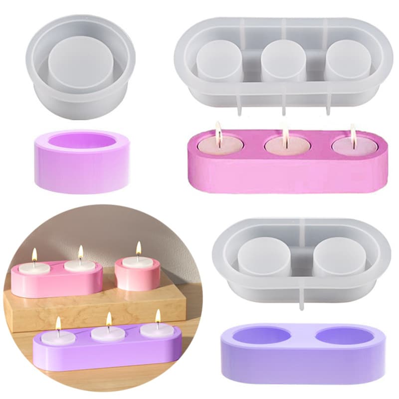 Single hole double hole three hole candlestick resin silicone mold glue diy porous candle base cement plaster ornaments