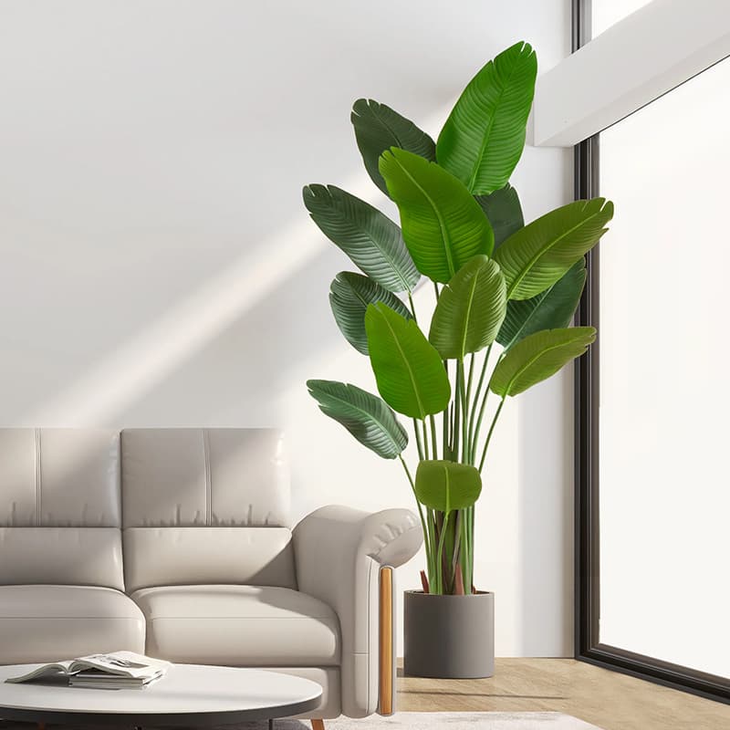Large Floor-Standing Traveler's Palm Bird of Paradise Artificial Green Plant for Indoor Living Room Faux Flower Tree for Clothing Store