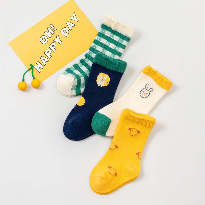 Autumn/Winter Newborn Baby Cotton Socks, Mid-Calf Socks, Seamless, Loose Cuff, Infant Socks, Children's Socks