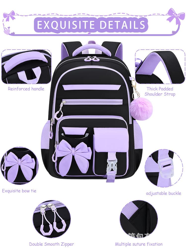 New Cross Border Elementary School Backpack for Girls, Large Capacity Spine Protection Backpack, Cute Butterfly Three-Piece Set, Customizable