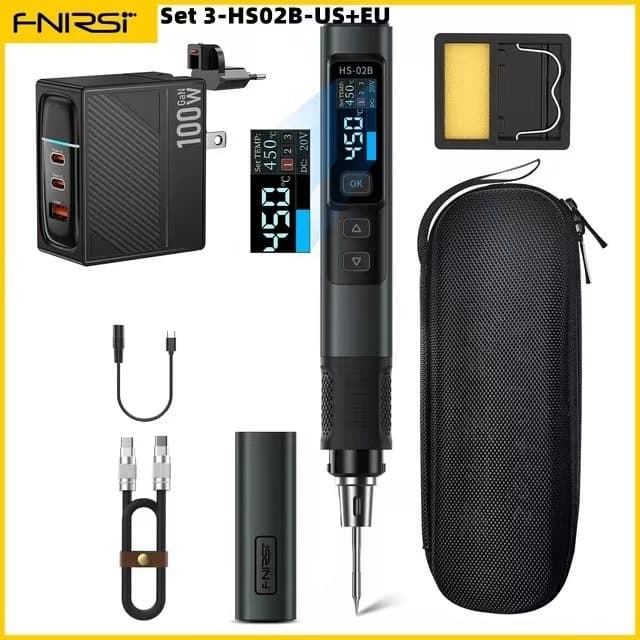 FNIRSI HS-02 Smart Soldering Iron 100W Portable Constant Temperature Soldering Station Pen for Home Repair and Welding