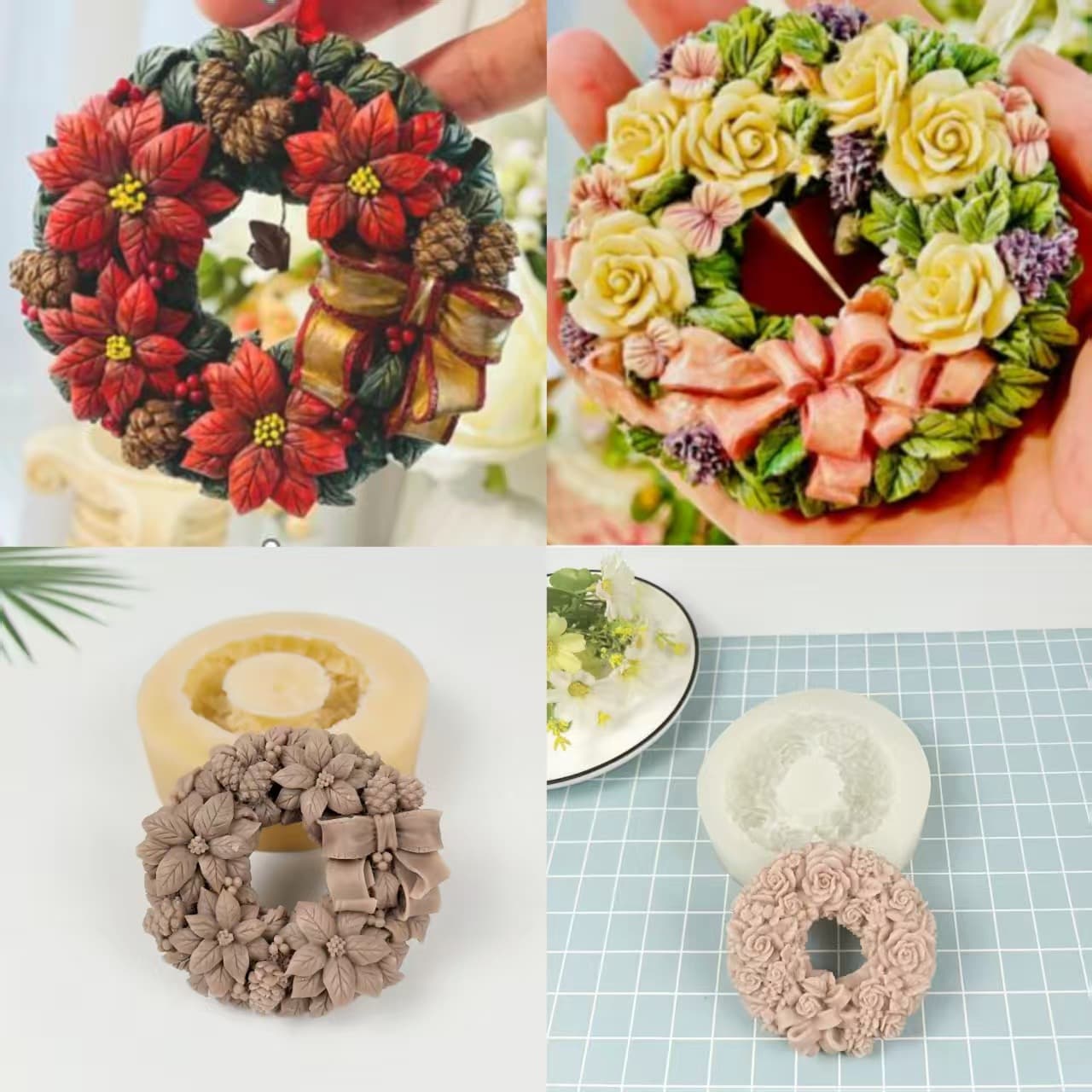 2025 New Creative Cake Decoration Wreath Silicone Mold DIY Epoxy 3D Flower Silicone Mold