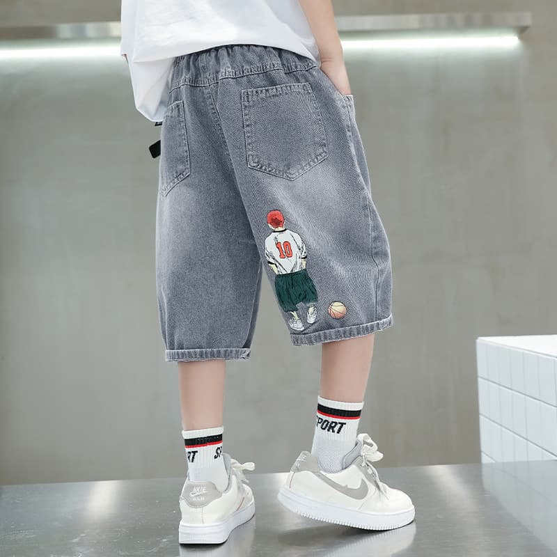 Boys Summer Denim Shorts 2025 New Style for Older Children, Thin Trendy Casual Pants
