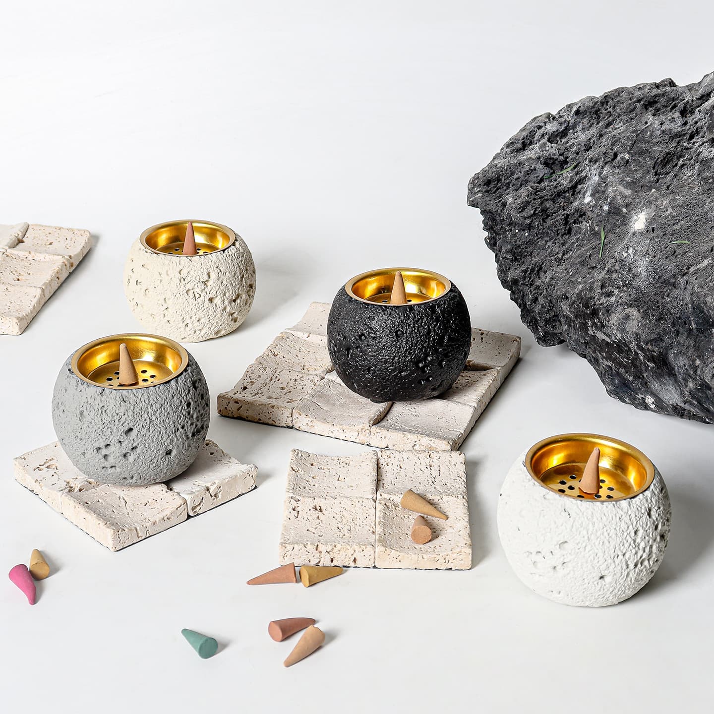 Wabi-Sabi Minimalist Industrial Cement Home Incense Cone Holder Indoor Desktop Incense Base Creative Decoration