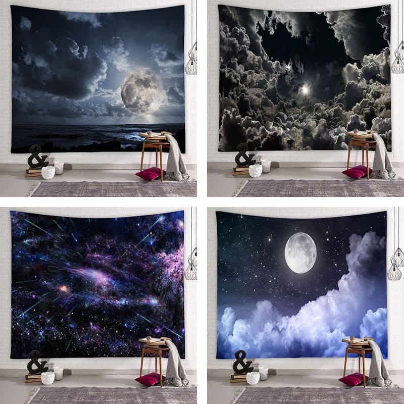 2020 AliExpress Starry Sky tapestry hanging cloth moon planet hippie tapestry bohemian style
