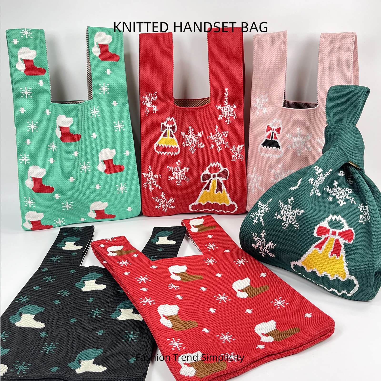 Christmas and New Year's gift knitted bag for women, Korean style versatile out-of-town red handbag, armpit bag, tote bag, women's bag