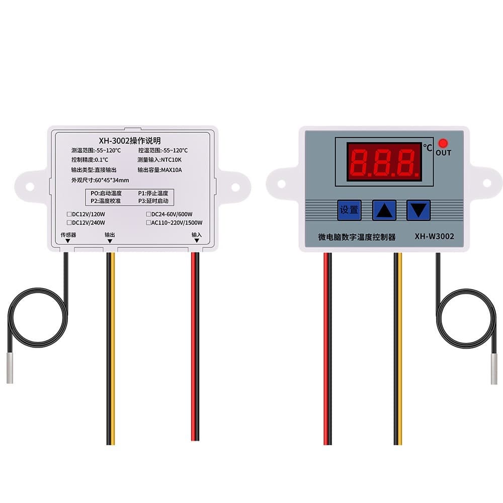W3002 microcomputer digital temperature controller, digital display electronic thermostat with 0.1 precision control switch