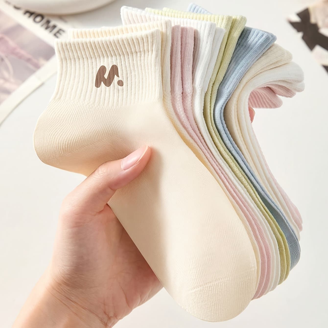 New Spring and Summer Women's Casual Solid Color Lettered Versatile Ins Short Socks