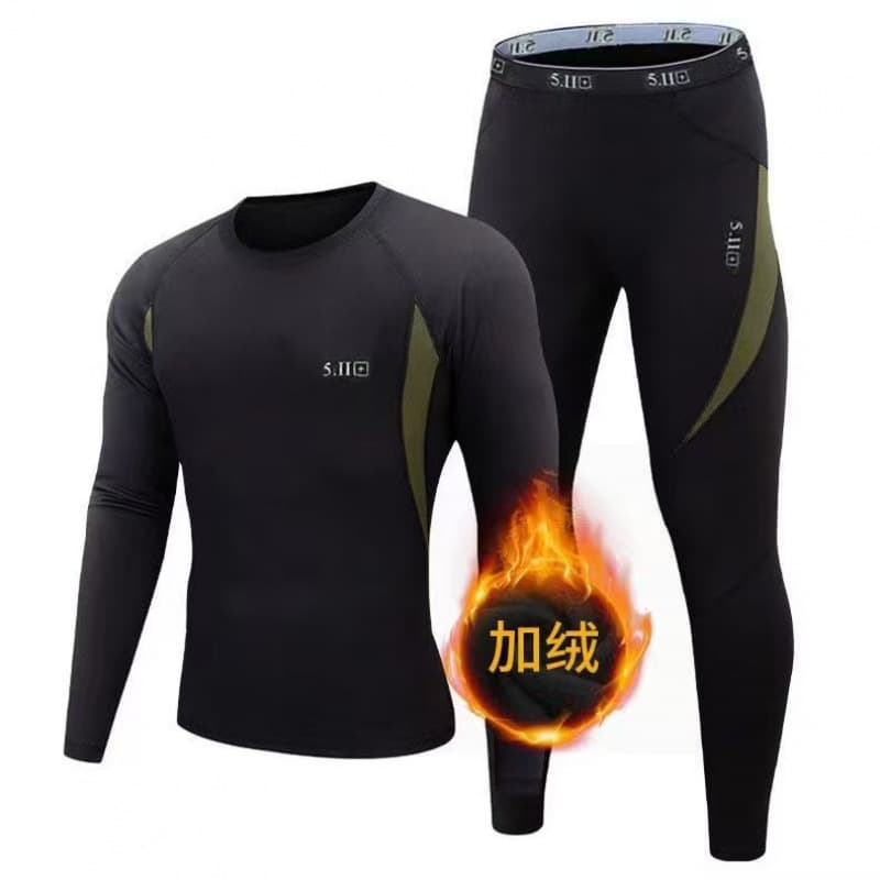 Cross-Border Outdoor Sports Thermal Underwear Set Men Fleece-Lined Thermal Underwear Autumn Long Johns Cold-Proof Thermal Suit