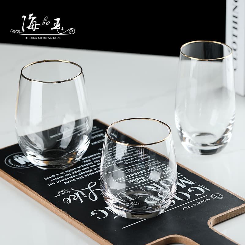 Creative Ins Rainbow Electroplated Glass Water Cup Egg Cup Trendy Gold Rim Juice Cup Home Breakfast Milk Cup Wholesale