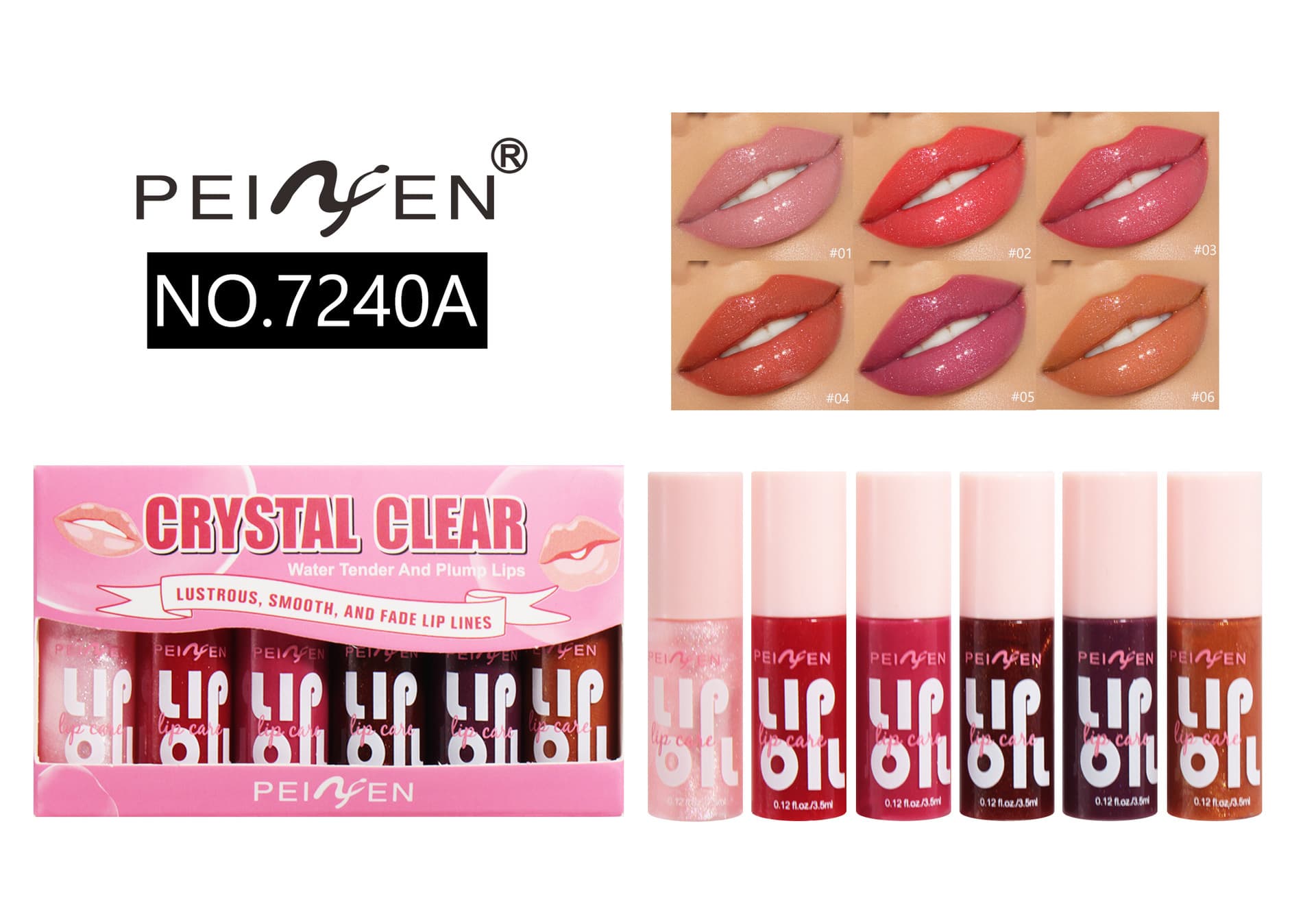 Pennyfen Lip Gloss Set Wholesale Lip Gloss Lip Color Lipstick Mirror Water Mist Non-Stick Cup Lipgloss for Export