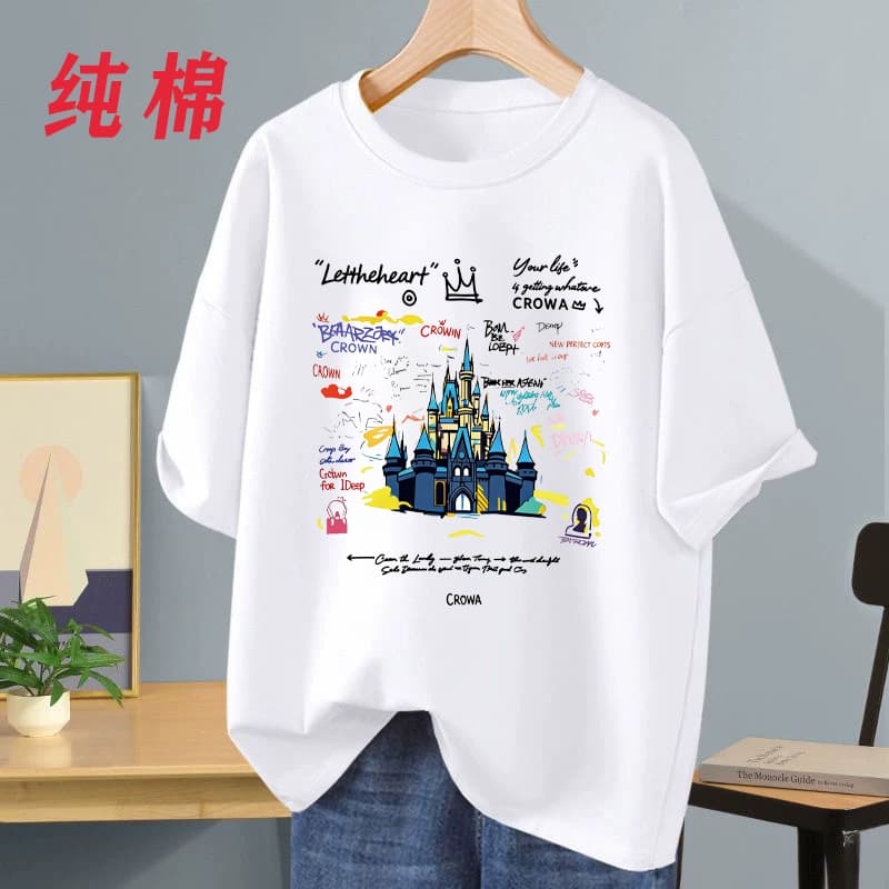 oversize pure cotton short-sleeved t-shirt for women 2026 summer new large size women's loose slimming white top ins