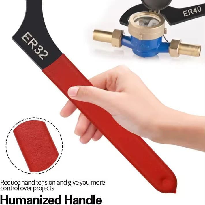 Cross-Border 6-Piece Set Crescent Hook Head Wrench Plastic-Coated Handle Half-Round Nut Wrench Water Meter Cover Shock Absorber Hook Wrench