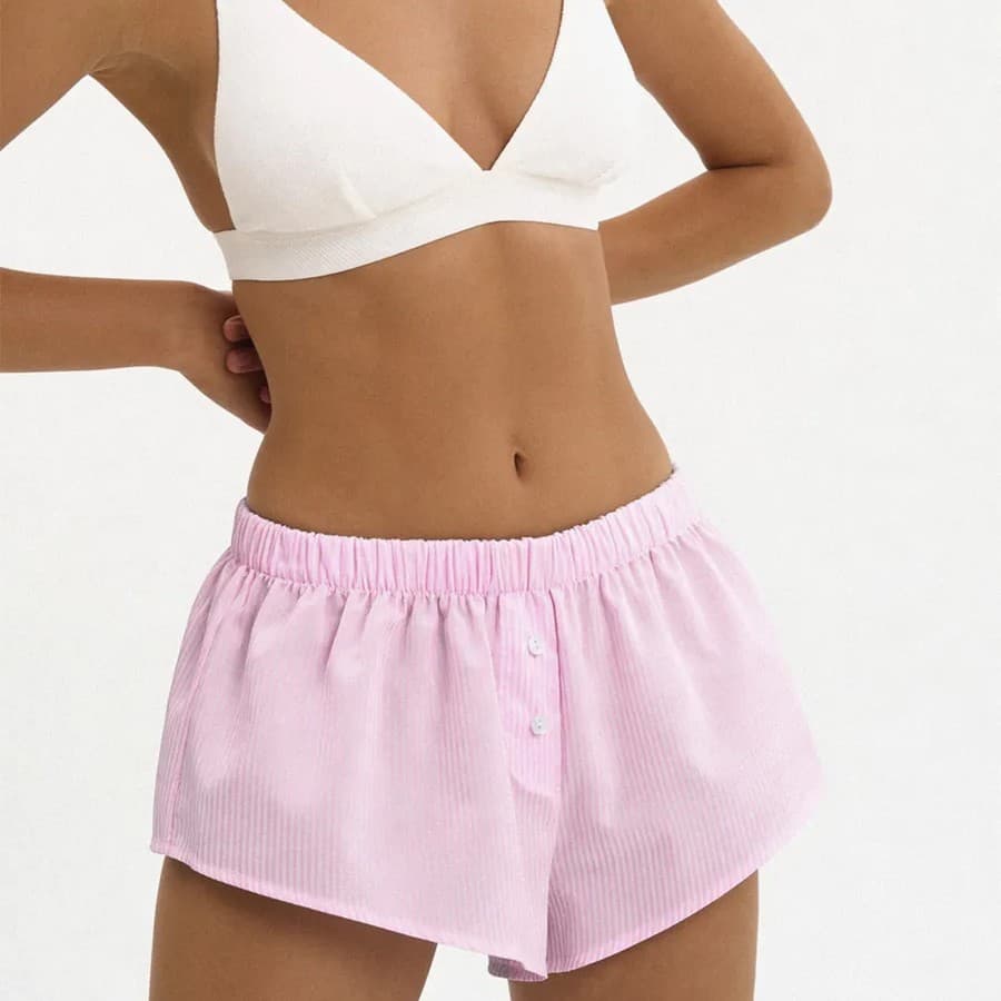 New Summer Multicolor Stripe Home Shorts for Women, Elastic Waist with Button Fly, Loose Casual Pants for Lounging and Outdoor Wear