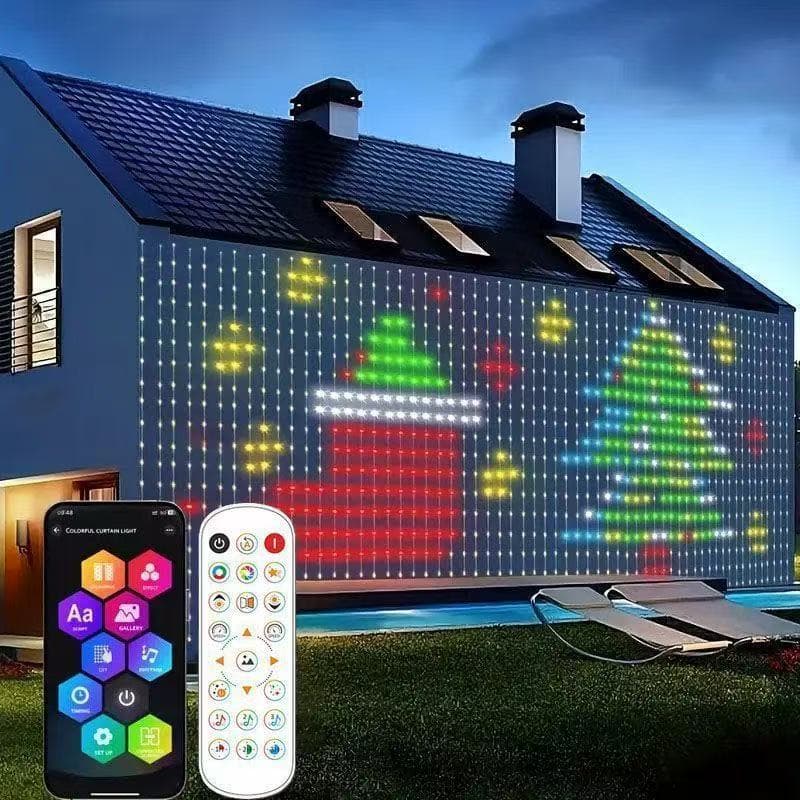 Bluetooth LED Smart Curtain Light Outdoor Sign Dot Control Atmosphere Light Programmable Screen Text Light Wall Screen Light