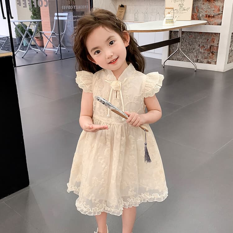 Girls' Summer Dress 2026 New Children's Cheongsam Dress Summer Mesh Princess Dress Baby Sleeveless Dress