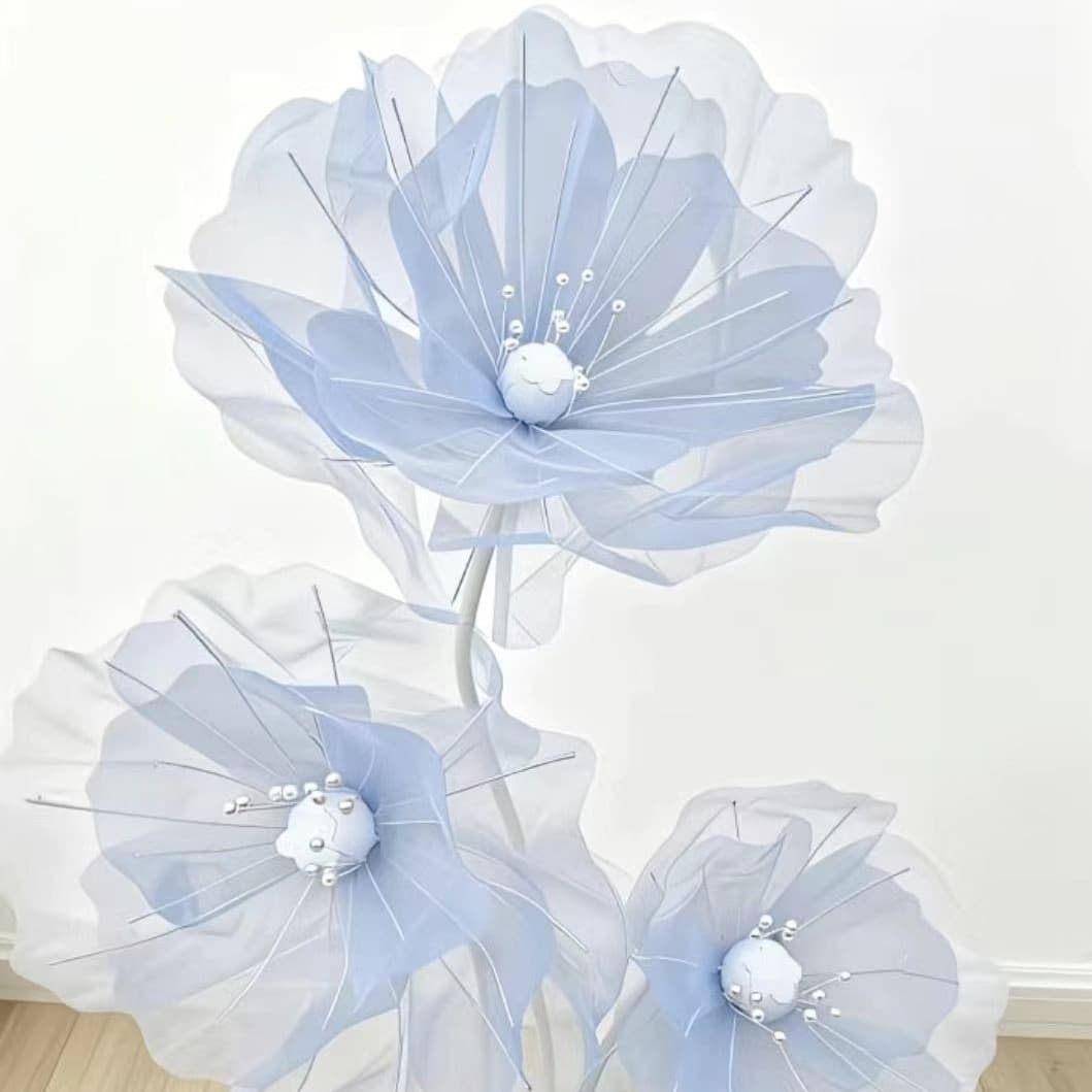 Customized Wedding Road Guide Flower Finished Product Artificial Flower Window Decoration Props Gauze Flower Wedding Scene Silk Flower
