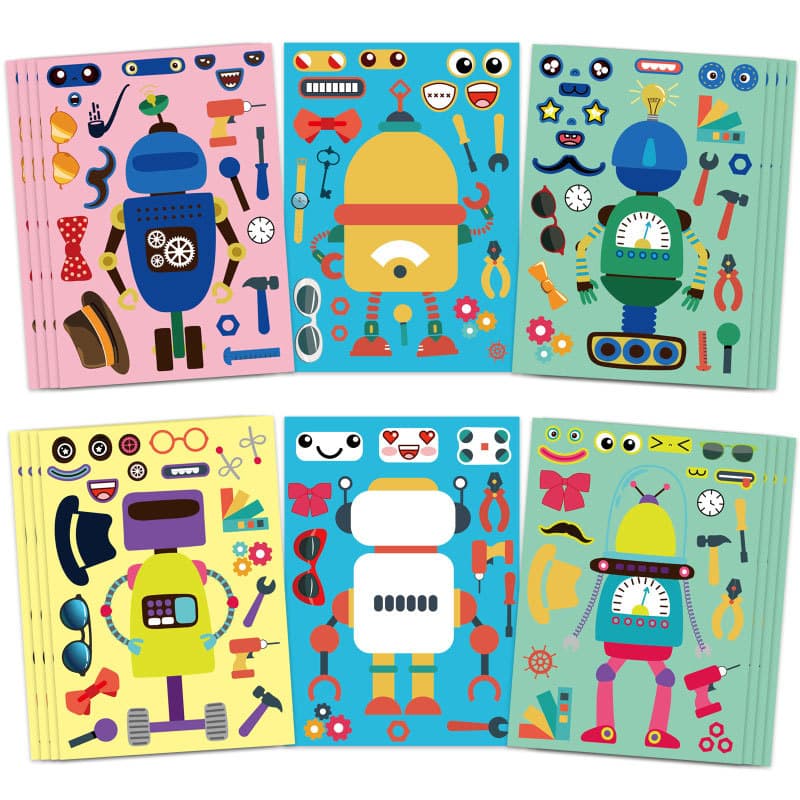 Toy Robot Puzzle Stickers for Kids Make Your Own Robot Stickers Robot Party Outfit
