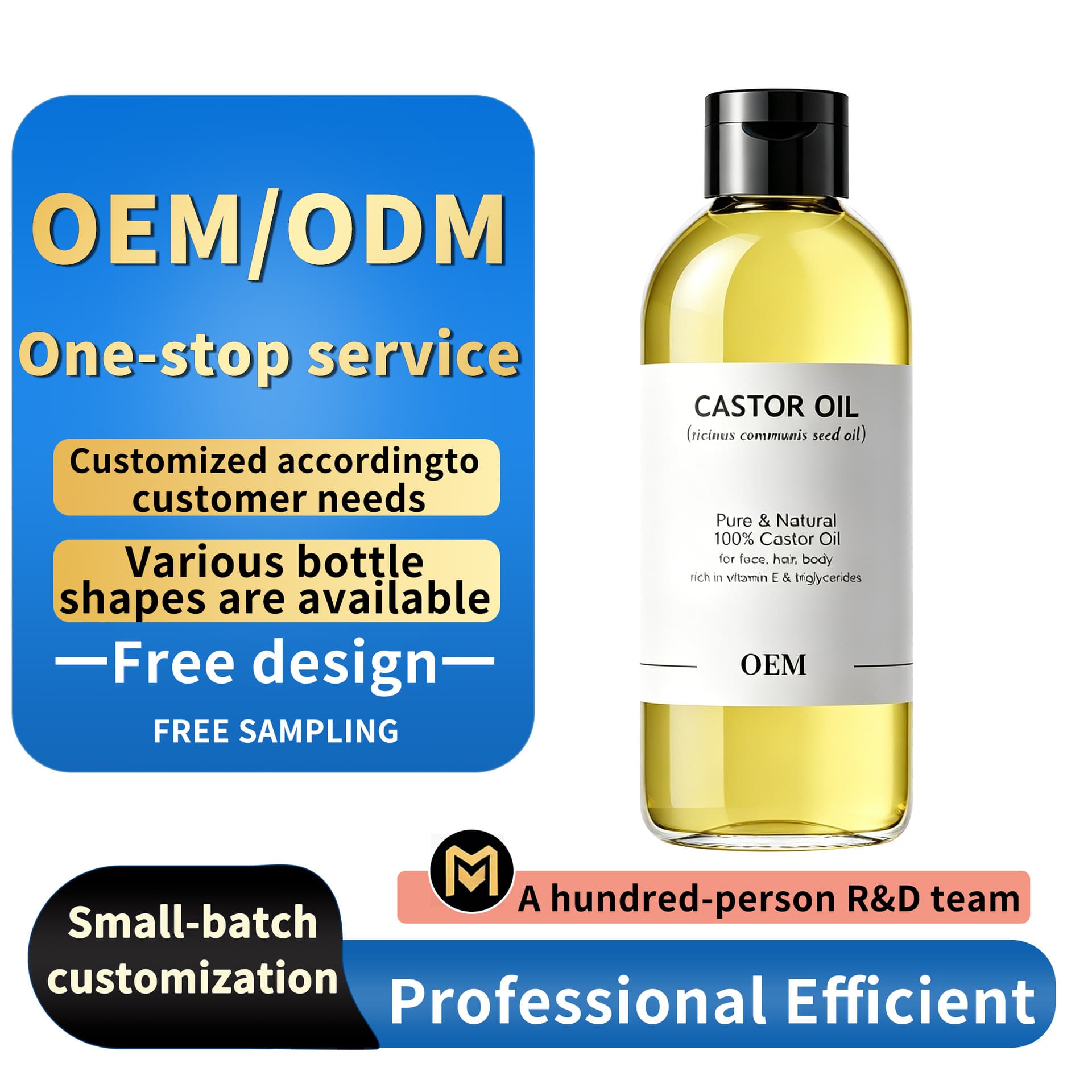 Cross-border Pure Castor Oil, Premium Grade Hair Oil, Hair Essence Oil for Dry and Damaged Hair Nourishment, Salon Use