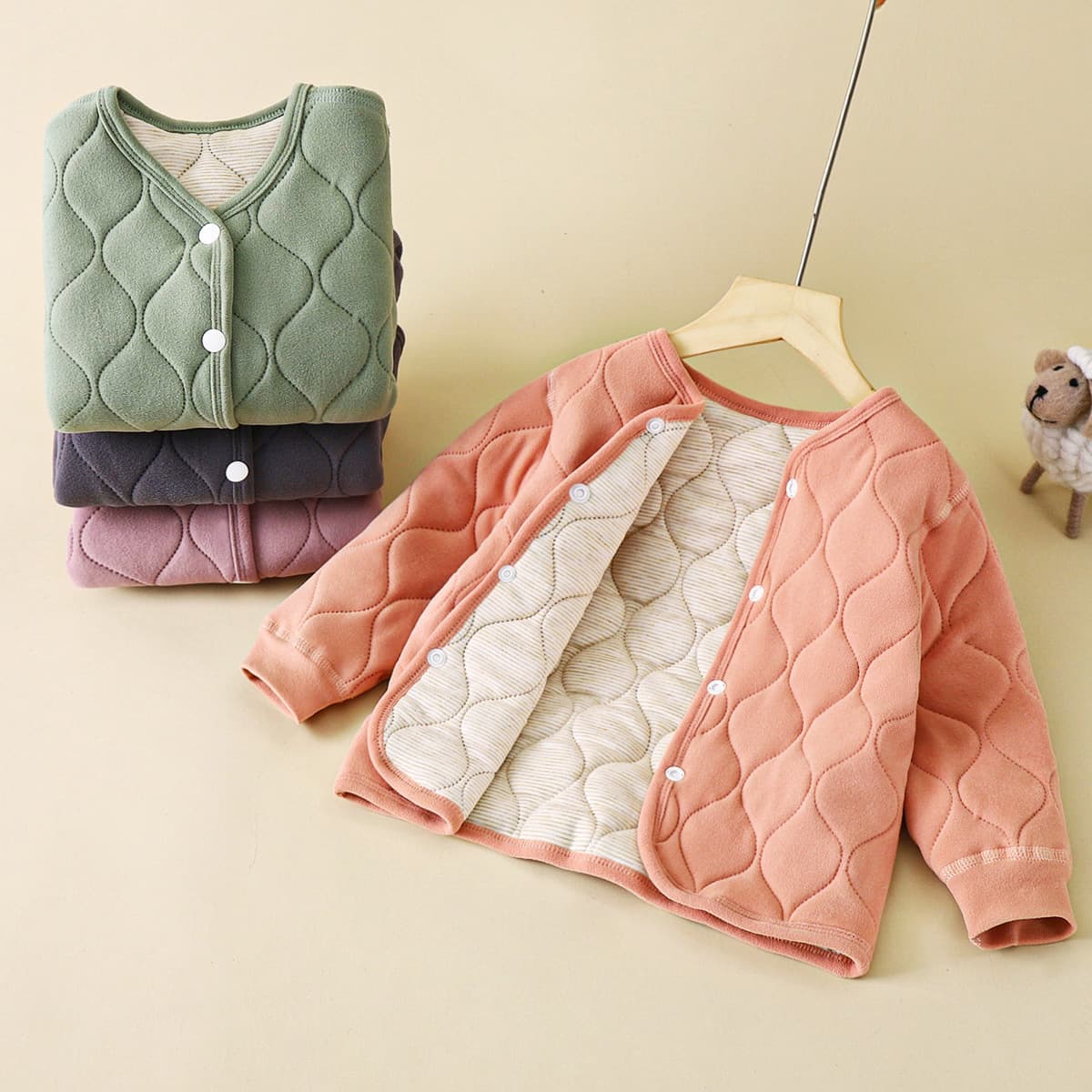 Children's warm school uniform, student inner lining, new autumn and winter style, boys' three-layer quilted cotton, girls' thickened coat, cotton clothing.