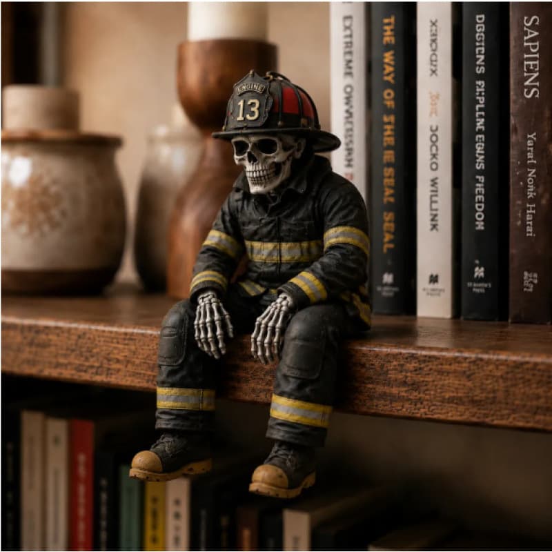 Cross-border new product Firefighter Skeleton Shelf Sitter Firefighter Skeleton sitting posture ornament